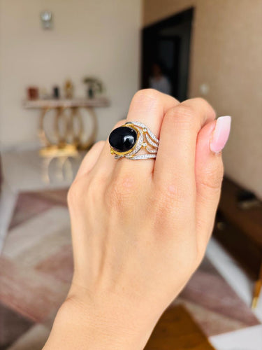 Golden Black Stone Ring